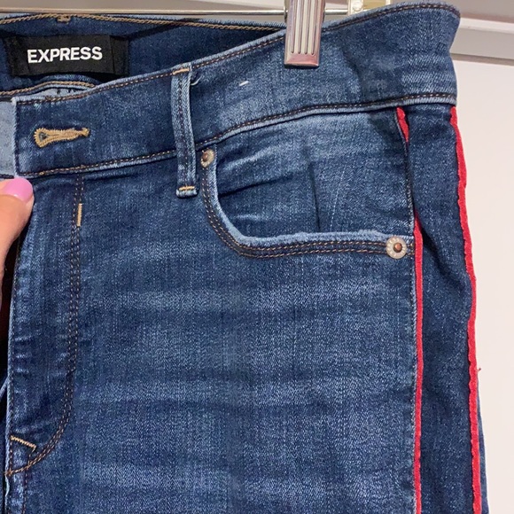 Red Piped Ankle Jeans from Express - Picture 4 of 4
